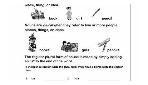Singular and Plural Nouns | Kindergarten Noun Worksheet