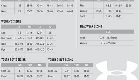youth under armour size chart
