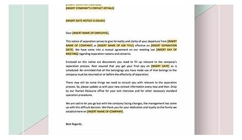Separation Notice - 10+ Examples, Format, Pdf | Examples