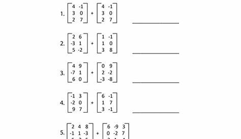 matrices worksheet with answers
