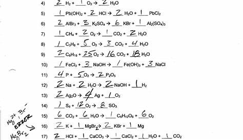 Predicting And Balancing Chemical Equations Worksheet With Answers