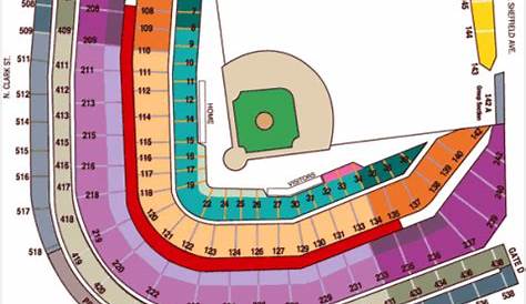 wrigley field seating chart with rows and seat numbers