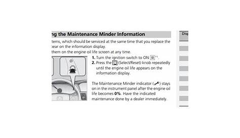 honda accord maintenance codes b127