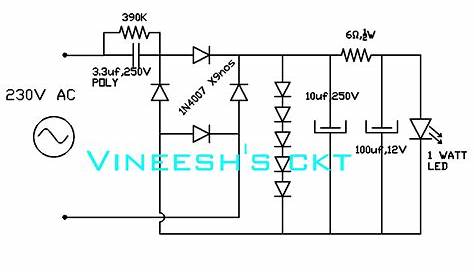 simple circuits vineetron: 230V TO 1 WATT LED DRIVER