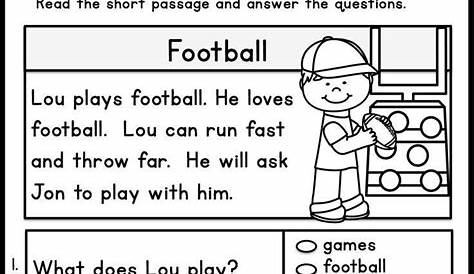 Reading Comprehension Worksheets For First Grade Students | L