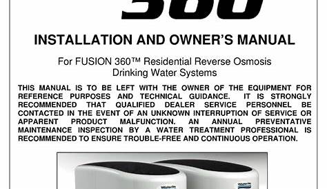 WATERITE FUSION 360 INSTALLATION AND OWNER'S MANUAL Pdf Download | ManuaLib