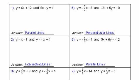 graphing parallel and perpendicular lines worksheets