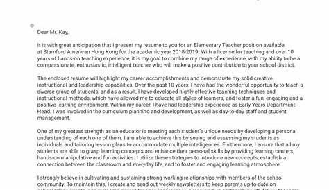 Teacher Cover Letter Sample | Kickresume