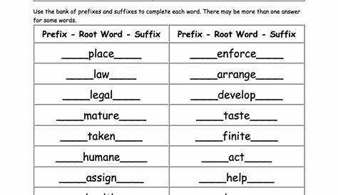 Prefix And Suffix Worksheets 5Th Grade — db-excel.com