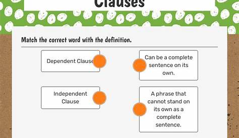 independent and dependent clauses worksheets with answers