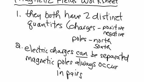 magnetic fields worksheet answers