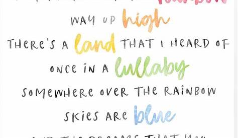 somewhere over the rainbow printable lyrics