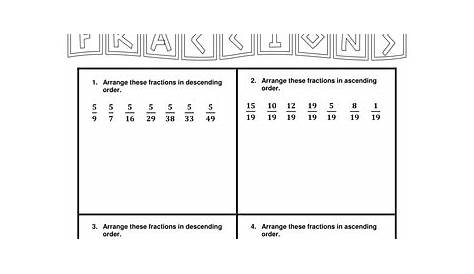 Year 4 - Ordering Fractions (Worksheet) by jinkydabon - Teaching