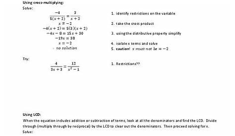solving rational equations worksheets