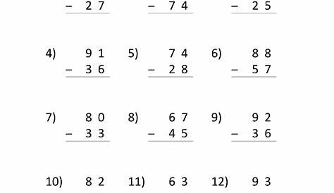 subtraction worksheet 2 digits