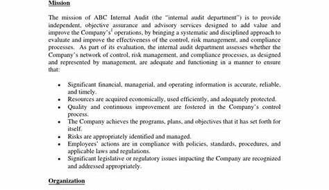 internal audit charter template word