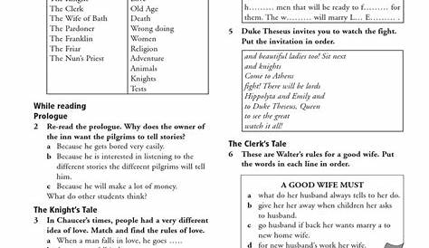 canterbury tales worksheets