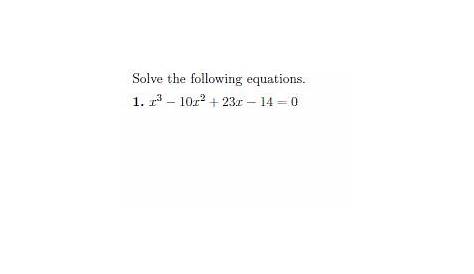 solving cubic equations worksheets