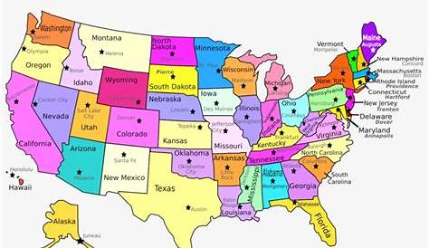 Map With States And Capitals Labeled Usa My Blog Printable - State Name