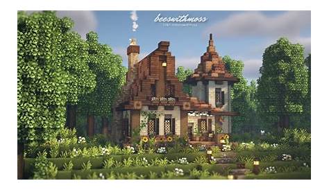 Cute old brick cottage in the forest 🌿🌻🏳️‍🌈 | *minecraft bee sounds*