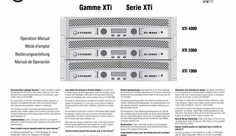 Crown Audio XTi 4000 User Manual | 44 pages