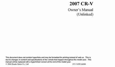 HONDA CR-V OWNER'S MANUAL Pdf Download | ManualsLib
