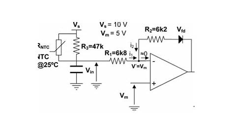 Signal conditioning circuit for the embedded temperature sensor (NTC