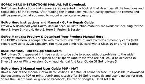 Gopro Hero Manual Instructions