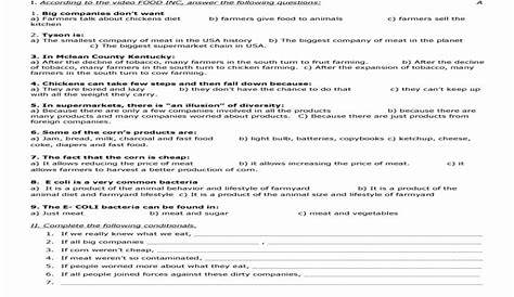 food inc movie worksheet