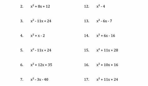 Factoring Quadratic Expressions with Positive 'a' Coefficients of 1 (A