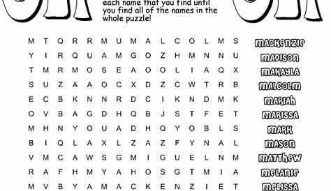 find your name word search for preschool