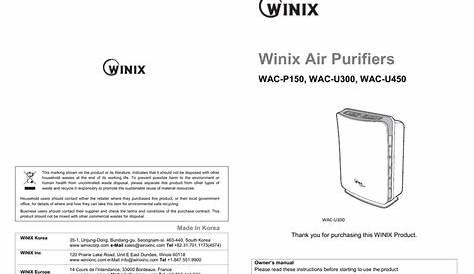 winix plasmawave wac 5000s owner's manual