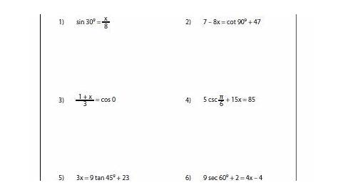 solving basic equations worksheet