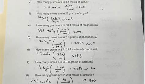 Mole Calculation Worksheet - Fernando Saucedo's Blog
