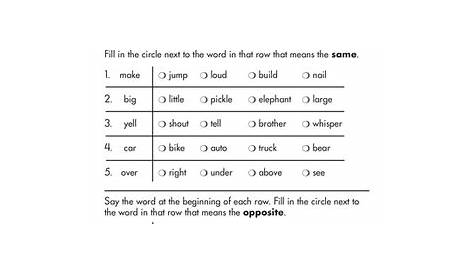 Synonyms And Antonyms Worksheet 4th Grade - Thekidsworksheet
