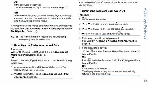 Unlocking the radio from locked state, Turning the password lock on or