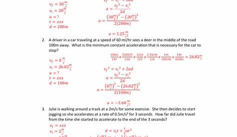 Velocity And Acceleration Worksheet Answer Key — db-excel.com