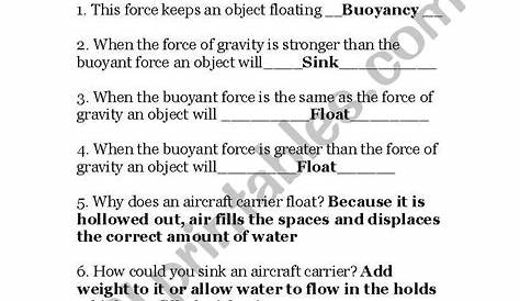 English worksheets: Buoyancy