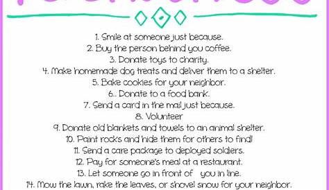 25 Days of Random Acts of Kindness + FREE Printables! - The Momma Diaries