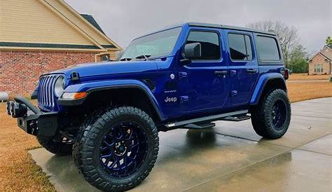 bright blue jeep wrangler
