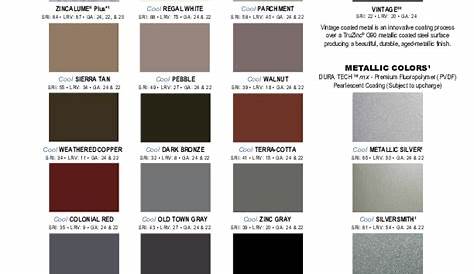 everlast metal roofing color chart