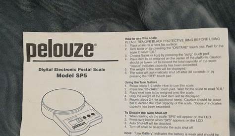 Pelouze Model Sp5 Manual