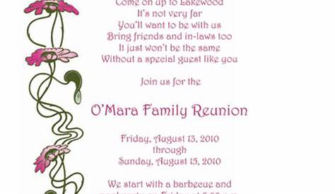 Family Reunion Letter Template. Style FRT-08