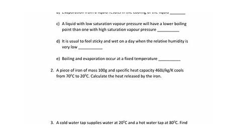 heat capacity worksheet