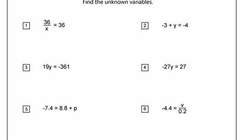 one-step equations worksheets
