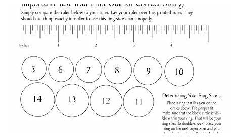 ring size chart with ruler - Google Search. Print out, ring must fit