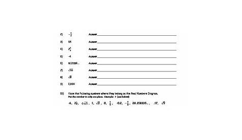 properties of real numbers practice a worksheets answers