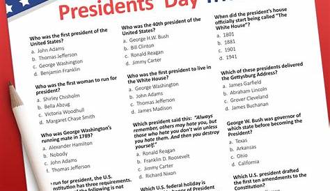 Presidents Day Trivia Game Presidents Day Game US Presidents | Etsy