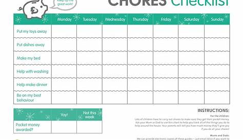 chores for money chart