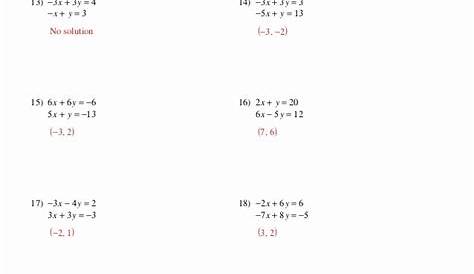 Substitution Method Worksheet With Answers